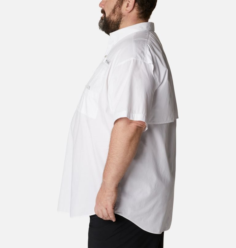 Men's Columbia PFG Bonehead Short Sleeve Shirts White | Plus Size CA-V8C64